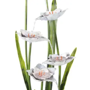 Primrose Narcissi Garden Flower Steel Water Feature with Lights Outdoor H100cm