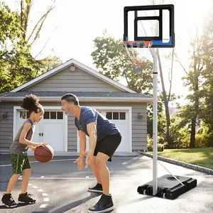 SPORTNOW 2.1-2.6m Basketball Hoop and Stand w/ Weighted Base, Wheels, White