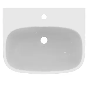 Ideal Standard i.life A Gloss White Rectangular Wall-mounted Semi-pedestal Basin (H)48.5cm (W)55cm