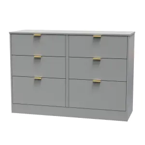 Nashville Ready assembled Grey 6 Drawer Chest (H)792mm (W)1117mm (D)395mm