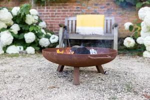 Primrose Corten Steel Fire Bowl With Round Legs 60cm Round