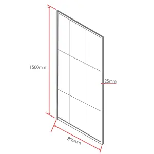 Annecy Black Grid Framed Single Bath Screen (W)800mm (H)1500mm