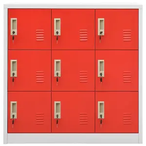 Berkfield Locker Cabinet Light Grey and Red 90x45x92.5 cm Steel