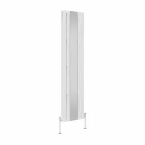 Rinse Bathrooms 1800 x 417mm Designer Vertical Radiator with Mirror Flat Panel Central Heating Double Column Radiator White