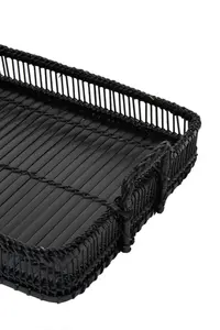 Interiors by Premier Rustc Rectangular Black Rattan And Bamboo Tray