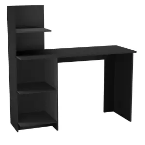 URBNLIVING 120cm Height Black Computer Desk Workstation 4-Tier Shelves Home Office Study Writing Table