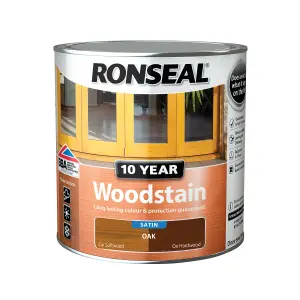 Ronseal 10 Year Oak Satin Quick dry Doors & window frames Wood stain, 2.5L