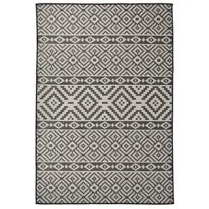 Berkfield Outdoor Flatweave Rug 160x230 cm Black Stripes