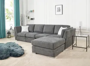 The Great British Sofa Company Charlotte 4 Seater Dark Grey Sofa With Footstool