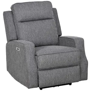 HOMCOM Electric Armchair, Fabric Recliner Chair with USB Port, Charcoal Grey