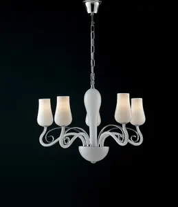 Luminosa ANGEL 5 Light Multi Arm Pendant Ceiling Light White 64x45cm