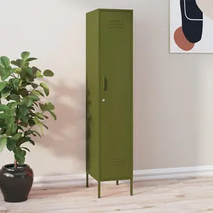 Berkfield Locker Cabinet Olive Green 35x46x180 cm Steel