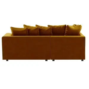 Brooklyn Plush Velvet 3 to 4 Seater L Shaped Corner Sofa Foam Gold Left Hand Facing