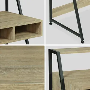 sweeek. Desk in metal and wood effect Loft Natural 100x48x94.5 cm