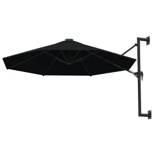 Berkfield Wall-Mounted Parasol with Metal Pole 300 cm Black