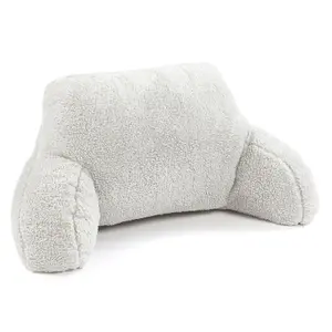 Teddy Fleece Bed Reading Cushion Pillow with Arms Lumbar Support