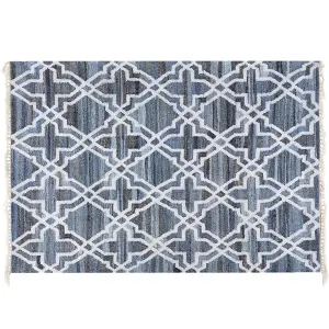 Cotton Area Rug 140 x 200 cm Blue ADIYAMAN