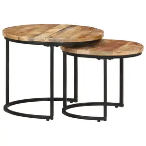 Adalbert Solid Acacia Wood 2 Piece Nest of Tables