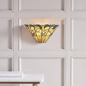 Luminosa Jamelia 1 Light Indoor Wall Uplighter Dark Bronze with Tiffany Glass, E14