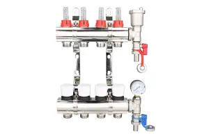 Warmer System Underfloor Heating 4 Port PSW Manifold with Grundfos Pump and Blending Valve Set