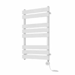 Rinse Bathrooms Flat Panel Electric Heated Towel Rail Touch Screen Timer Bathroom Radiator Prefilled White 800x500mm 400W