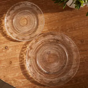 2 Person Set of 4 Parisian Glass Christmas Tableware Dinner Plates & Side Plates Serving Dish Gift Idea