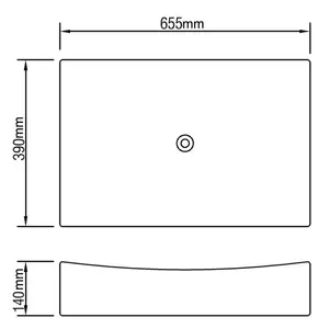 Marini Ceramic Rectangular Bathroom Sink White