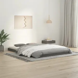 Bed Frame Solid Wood Gray / European Double (140 x 200cm)