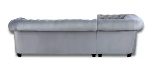 Chesterfield Style Mariot Corner Sofa Grey French Velvet (Left Hand Corner)