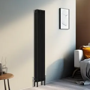 Right Radiators 1800x290 mm Vertical Traditional 4 Column Cast Iron Style Radiator Black