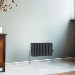 Right Radiators 300x607 mm Horizontal Traditional 3 Column Cast Iron Style Radiator Anthracite