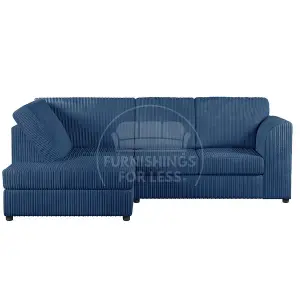 Luxor Marine Blue Jumbo Cord 4 Seater Corner sofa Left Hand Facing - Full Back