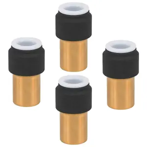 SPARES2GO Radiator Valve 15mm x 10mm Black Pushfit Reducing Straight Speed Fit Compression Stem Valves (Pack of 4)