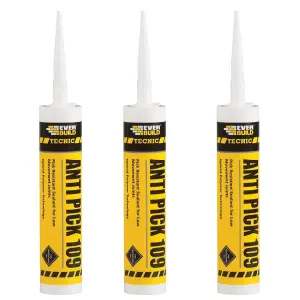 Everbuild Tecnic Anti 109 Pick Resistant Sealant, White, 295 ml  (Pack of 3)