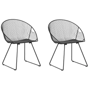 Set of 2 Dining Chairs AURORA Metal Black