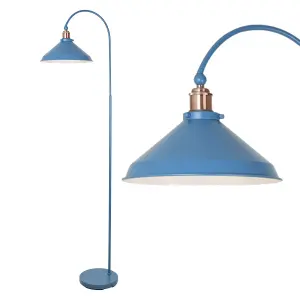 First Choice Lighting Set of 2 Maxwell Mirage Blue Brushed Copper Floor Reading Lamps