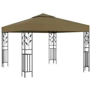 Berkfield Gazebo with LED String Lights 3x3 m Taupe