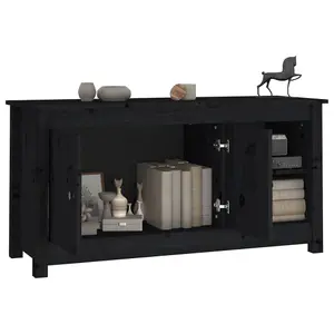 Berkfield TV Cabinet Black 103x36.5x52 cm Solid Wood Pine