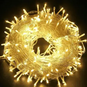 200 LED Warm White Christmas String Lights Indoor Bedroom, String Lights Outdoor Clear Wire, String Lights