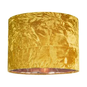 Modern Crushed Velvet Lamp Shade with Shiny Paper Inner Ochre / 22cm H x 35cm W x 35cm D