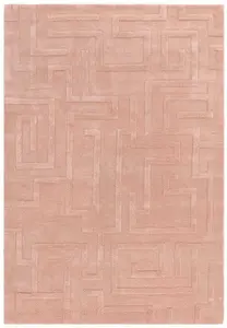 Handmade Modern Blush Abstract Wool Easy to Clean Rug for Living Room & Bedroom-160cm X 230cm