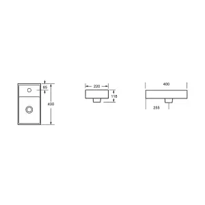 Rinse Bathrooms 400mm Bathroom Vanity Basin Cabinet Unit Soft Closing Door Floor Standing Gloss White - Flat Packed