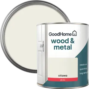 GoodHome Ottawa Gloss Metal & wood paint, 750ml