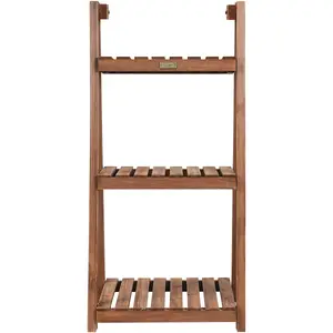 Costway 3-Tier Folding Flower Stand Rack Wooden Flower Pot Shelf Portable Plant Stand Organizer Staircase Display Shelves