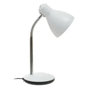 Interiors by Premier White Table Lamp for Work Desk, Desk Lamp with Conical Lamp Head, Long Lasting Iron Bedside Lamp