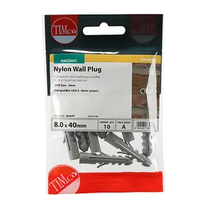 Timco - Nylon Plugs (Size 8.0 x 40 - 10 Pieces)