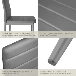 Dining Chairs - high backrest, padded, synthetic leather  - grey