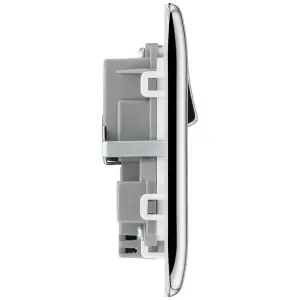 BG Polished Chrome Double 13A 12W Raised slim Switched Screwed Socket with USB, x2 & White inserts