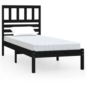 Berkfield Bed Frame Black Solid Wood Pine 100x200 cm