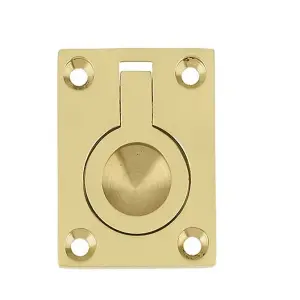 AFIT Polished Brass Flush Ring Cabinet Door Pull 63 x 50mm